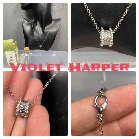 Violet Harper silver pave loop castaway necklace layering sophisticated. new - Picture 1 of 9